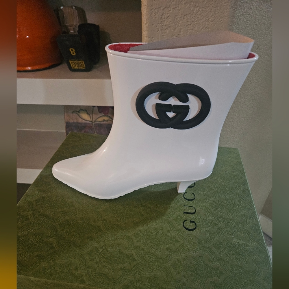 Gucci White Rubber Ankle Boots 41 - Picture 2 of 7